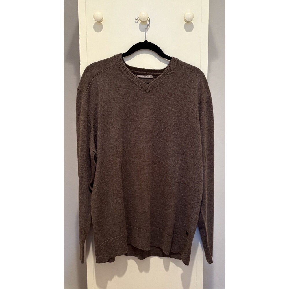 Smartwool Brown Merino Wool Blend Kiva Ridge V Neck Sweater Men's 2X